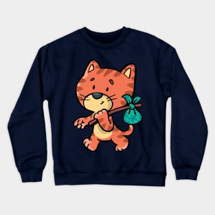 stray cat with a bundle on a stick Crewneck Sweatshirt